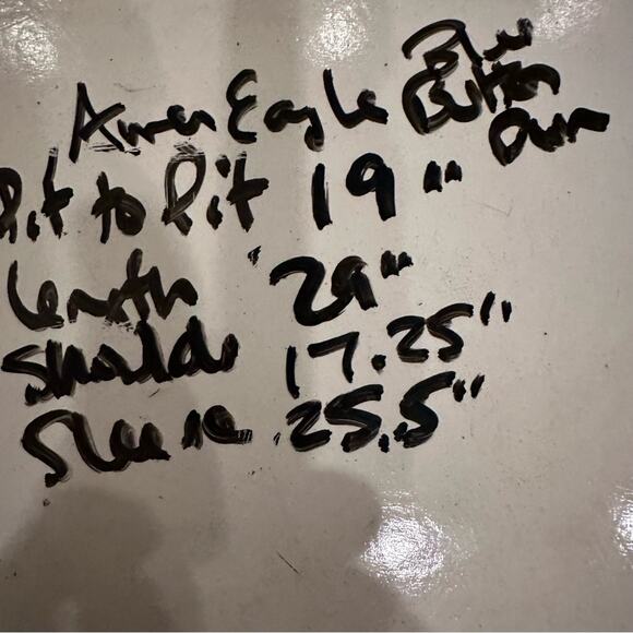 American Eagle AEO Button Down Long Sleeve Shirt Blue Preppy Cotton Mens Medium - Picture 9 of 14